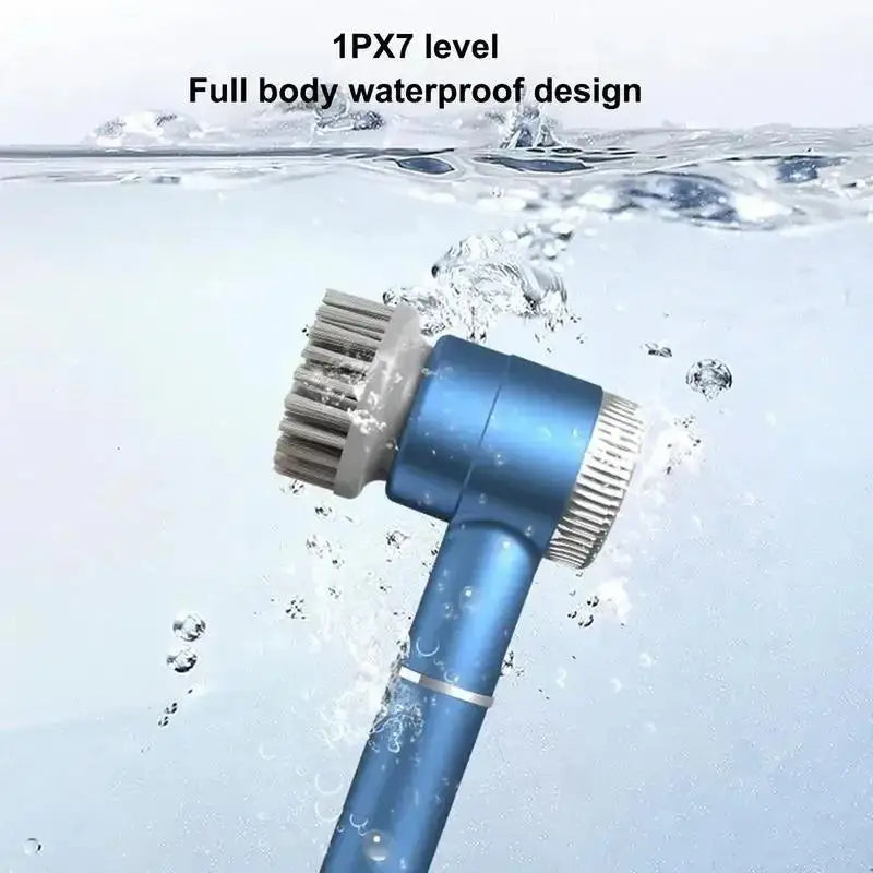 Electric Cleaning Brush Cordless 5WR 5V TYPE-C Charging Multi-functional Handheld Kitchen Pot Scrubber with 5 Brush Heads